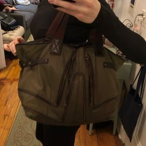 Kooba Hunter Green Shoulder Bag w/ Leather Trim